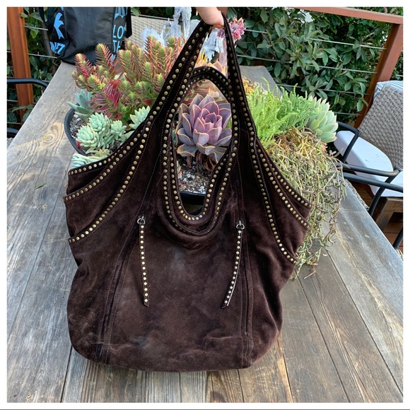Kooba Handbags - Kooba Suede Riveted Stud Hobo Everyday Bag Purse